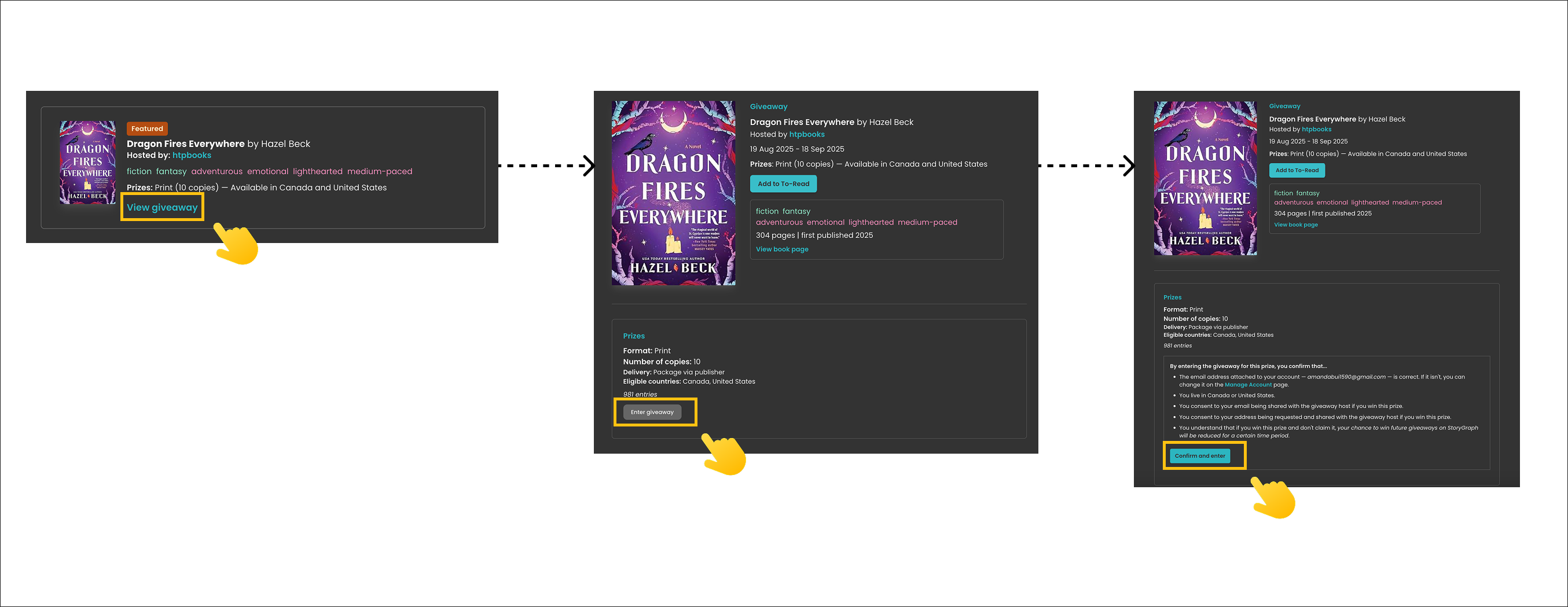 Storygraph Giveaway User Flowchart